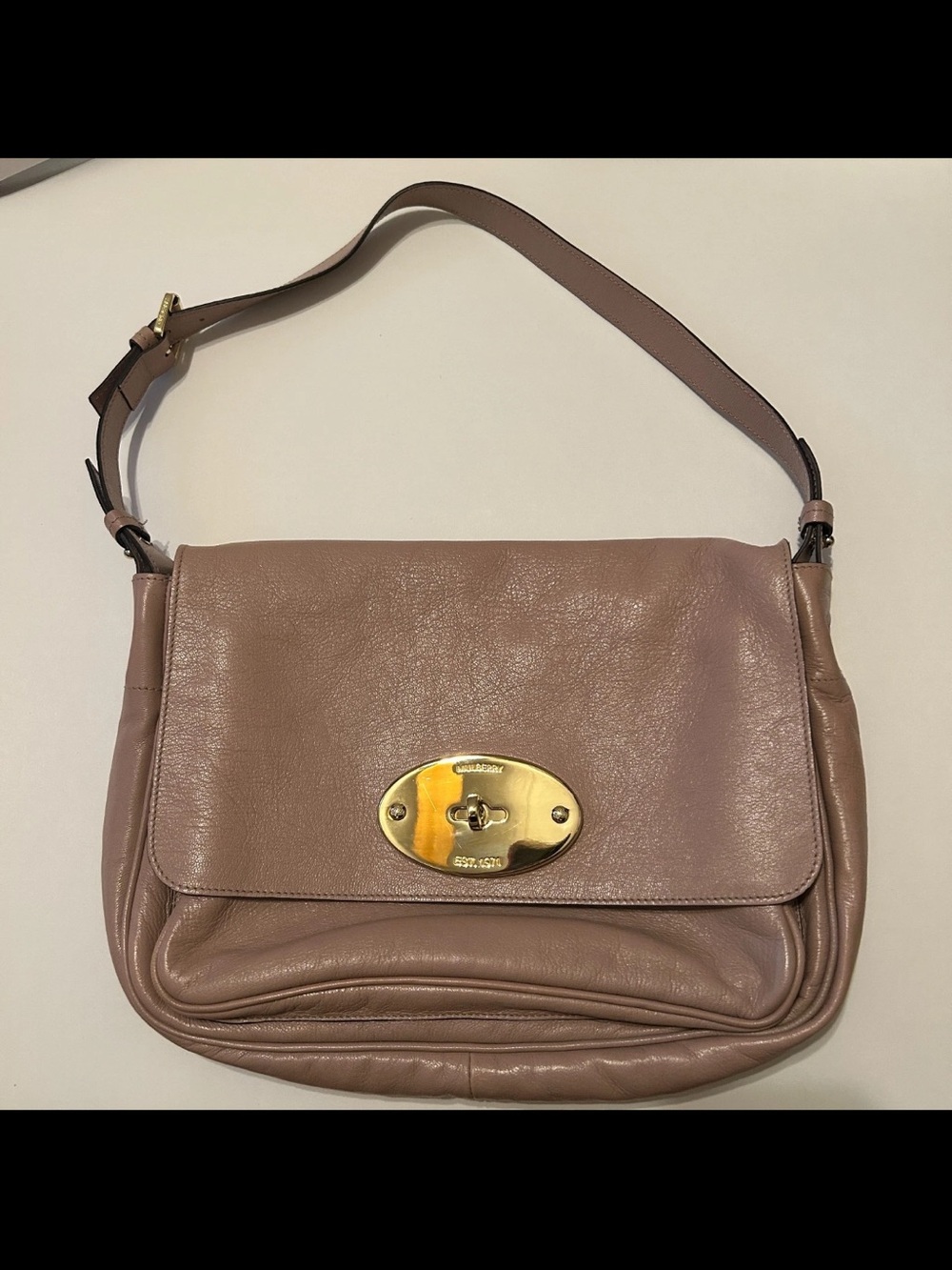 Mulberry Dusty Rose Leather Shoulder Bag with Gold Hardware